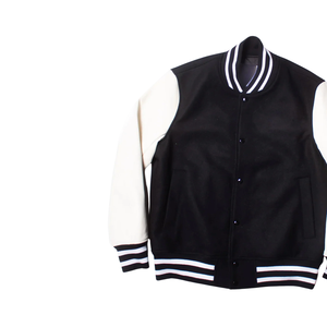 100% Wool Winter Casual Solid Wool Varsity <b>Jackets</b> with Horn Button - Product Image 3