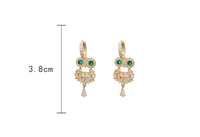 Pendientes de Aro con Colgante de Búho de Plata de Ley 925 con Circones, Diseño Novedoso y Elegante para Oficina, Moda Femenina