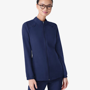 Bata de laboratorio para mujer, diseño OEM, venta al por mayor, cierre completo, corte ajustado, material cálido de alta calidad para invierno, diseño de cuello, lisa y personalizable. - Product Image 2