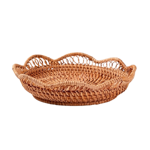 Decorative Rattan Serving Tray Wood Weaving Platter for Modern Farmhouse Kitchen <b>Storage</b> Dining Interior Decor <b>Storage</b> - Product Image 2