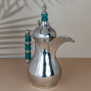 Stainless Steel Oriental Jug With Blue Handle And Lid For Tea Coffee Serving - Product Image 3