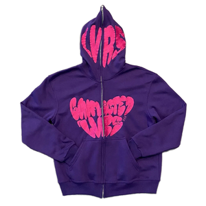 Sudadera con Capucha Personalizada de Alta Calidad con Estampado Gráfico, Cierre de Cremallera, Estilo Urbano para Hombre, Color Negro y Rojo, Tejido de Algodón, Corte Regular, Estilo Otoñal - Product Image 2