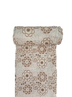 Tissu en coton 100% tissé marron et blanc brodé, motif floral ajouré à médaillon et spirales, pour filles et garçons - Vente chaude