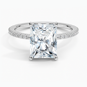 แหวน BOJ รุ่น 0117 ทรง Radiant Cut เงินแท้ 925 ประดับเพชร Luxe Ballad Pav Prong Setting แบบ Solitaire น้ำหนัก 2 กะรัต สี D ความสะอาด VVS1 มอยส์ซาไนต์ GRA - Product Image 1