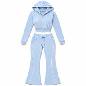 Low MOQ custom fleece jogger tracksuit women elastic waistband joggers kangaroo pocket <b>hoodie</b> - Product Image 2