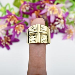 <b>Cross</b> Signet Band <b>Ring</b> 18K Gold Vermeil Faith Jewelry Christian Gift Religious <b>Ring</b> Handmade - Product Image 2
