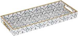 Grand plateau carré en os incrusté avec poignée en laiton au design inspiré de l'Inde, idéal pour la décoration de table ou les plats de Noël inclus - Product Image 1