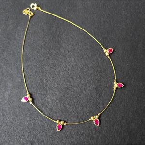 <b>Ruby</b> Kundan Invisible Chain <b>Necklace</b> with Diamond Pearl & Cubic Zirconia - Product Image 1