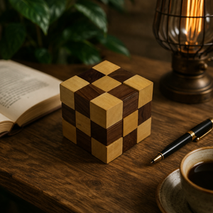 Handmade Wooden Cubic <b>Puzzle</b> | Decor Indian Rosewood Interlocking <b>Cube</b> Art Piece | Tabletop Home Decor Gift - Product Image 2