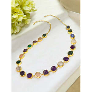 Nouvel Arrivage Parure de Bijoux Tendance en Pierre Naturelle et Laiton, Style Indien, pour Mariage, Fiançailles, Tenue de Plage, Quotidien, Fête et Anniversaire - Product Image 2