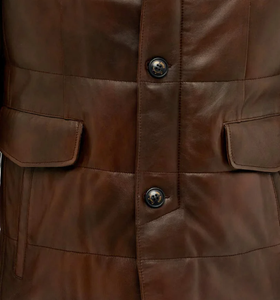 Veste en toile et cuir tendance pour homme, style streetwear, coupe-vent et imperméable, 200 grammes de rembourrage, nouvelle collection - Product Image 4