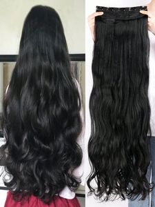 Extensions de cheveux humains à clipser de 28 pouces, cheveux indiens bruts, noir naturel, cheveux Remy à trame unique - Product Image 3