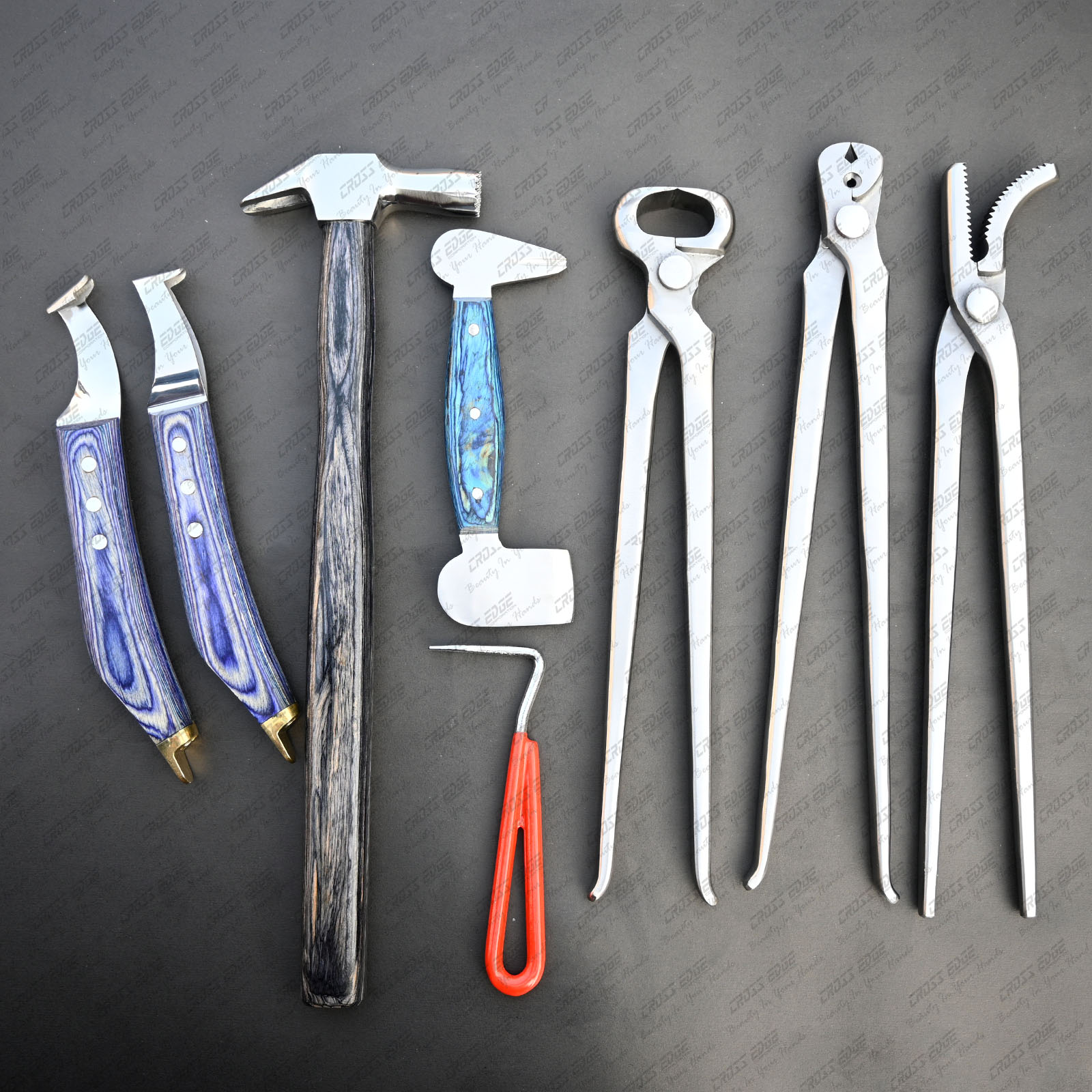 Farrier Tools Kit Equine Drop-Forged Nail Nipper Trimming Clench Cutter, Large Loop Knife for Cleaning Veterinary Instruments