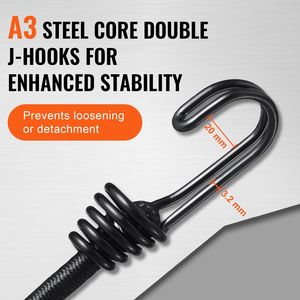 Set di 12 Cinghie Elastiche Resistenti da 32 Pollici con Ganci in Acciaio A3 da 8 mm per Teloni da Campeggio - Product Image 5