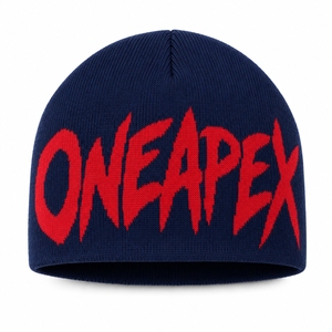 Custom Navy Blue Knit Beanie Hat Red Custom Logo Ribbed <b>Winter</b> <b>Cap</b> Unisex Streetwear Fashion Headwear Wholesale OEM Manufacture - Product Image 1