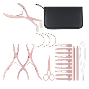 Hair Extension Tools Kit Professional Metal Pink Pliers Scissors <b>Clips</b> Installation Removal Set Durable Hair Extension - Product Image 1
