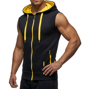 Bulk Men's Fitness Sleeveless Hoodie Full Zip Training Tank Top Activewear Muscle <b>Vest</b> Custom Logo Sportswears Tank Tops For Men - Product Image 6