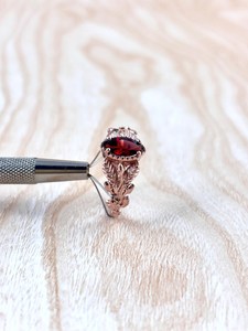 Handmade <b>Garnet</b> <b>Silver</b> Leaf <b>Ring</b> 925 Sterling <b>Silver</b> 14K Gold Plated Boho Twig Promise <b>Ring</b> For Women - Product Image 2