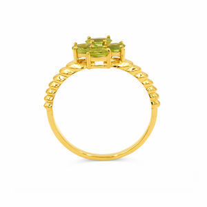 Anillo de Plata de Ley 925 con Cuatro Piedras de Peridoto, Diseño Simbólico de Gema Verde, Chapado en Oro de 1 Micrón, Joyería de Rodio - Product Image 3