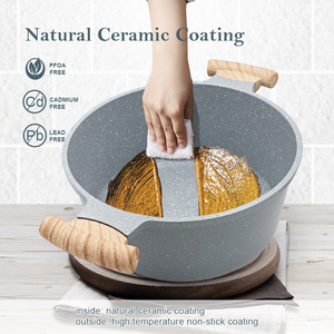 Casserole élégante en granit antiadhésive avec construction en aluminium durable, couvercle en verre trempé et poignée confortable - Product Image 4