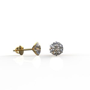 Freshwater Pearl Stud <b>Earrings</b> 18K Gold Plated Round Brilliant Diamond Claw Setting Women's Classic <b>Fine</b> Jewelry - Product Image 2