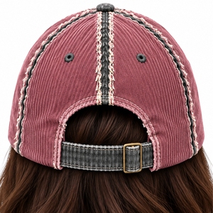 Gorra Unisex de Pana con Textura Acanalada, Diseño de Seis Paneles, Visera Curva, Correa Trasera Ajustable, Ajuste Cómodo, Gorra Clásica - Product Image 6