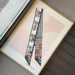 5 * 90 cm Foulard en soie sergé pour femme, motif calèche citrouille classique nordique, ruban décoratif pour sac - Product Image 3