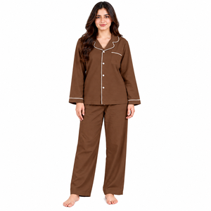 Conjunto de Pijama de Manga Larga para Mujer, Ropa de Dormir con Botones al Frente, Ropa de Casa Suave y Cómoda, Fabricante Personalizado - Product Image 1