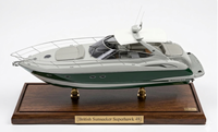 Modèle de bateau peint à la main en bois de cèdre de 30 pouces, sur mesure, Sunseeker Superhawk 48 (série Superhawk), fabrication britannique