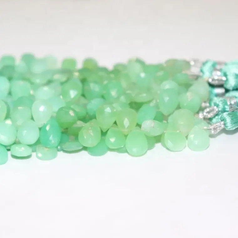 Natural Chrysoprase Faceted Pear Shape Beads 8 mm Natural Chrysoprase Beads 8 inches Chrysoprase