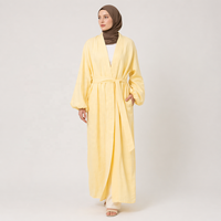 Robe Abaya Kaftan Moderne en Viscose avec Ceinture, Abaya Ouverte, Tenue Pudique, Fabricant OEM ODM Personnalisé