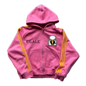 Sudadera con Capucha Rosa para Hombre con Logotipo de Águila y Rayas Amarillas, Ropa Casual de Otoño, Tela French Terry - Product Image 1