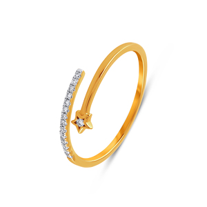 Anillo Quiet Radiance con Diamantes en Oro Amarillo de 18K y Banda Delicada de Oro con Diamantes Pavé - Product Image 3