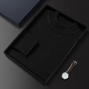 Suéter de punto gris con estampado geométrico, cuello redondo, corte holgado, estilo casual para hombre, otoño, 100% algodón, transpirable, 280g - Product Image 3