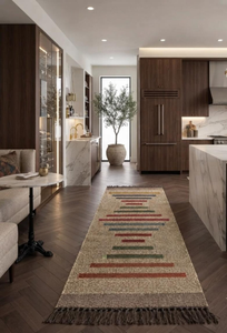 Neutral Geometric Kilim Runner <b>Rug</b> Handmade Wool Jute Modern <b>Boho</b> Farmhouse Hallway Entryway Corridor Carpet Runner - Product Image 6