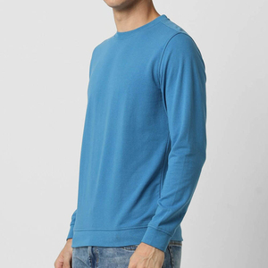 Sudadera de Hombre de Cuello Redondo, Oversize, de Invierno, Transpirable, de Secado Rápido, Color Azul Sólido, de Alta Calidad y Sostenible, Mezcla de Algodón Personalizada - Product Image 4