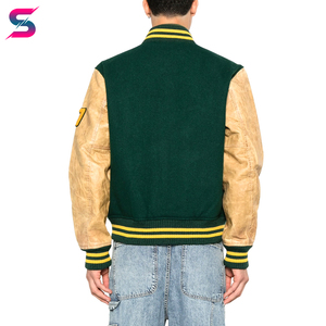 2026 Good Supplier Make Your Own Green Woolen Faux Leather Sleeves Letterman College <b>Baseball</b> Letterman <b>Jackets</b> <b>For</b> Wholesale - Product Image 2