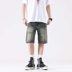 Shorts en jean décontractés pour hommes de haute qualité, coupe droite, taille haute, extensibles, écologiques, respirants, 100% coton - Product Image 2