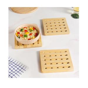 <b>Wood</b> Trivet <b>Mats</b> Square Trivet <b>Mats</b> With Circular Design Anti-Heat For Dining <b>Table</b> Modern Style <b>Wood</b> Trivet - Product Image 1