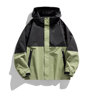 Wholesale Hot Style Custom Men's Hooded Contrast Color Block Outdoor Activity Camping <b>Waterproof</b> Windbreaker Jacket - Product Image 1