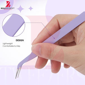 Prix direct usine, pinces à cils violettes professionnelles, outils manuels pour extensions de cils avec logo personnalisé OEM/ODM - Product Image 3