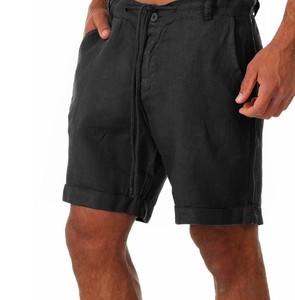 Shorts de plage légers en coton 100 % tricoté pour hommes, taille haute, couleur unie, anti-plis, écologiques, vente en gros, ODM - Product Image 4