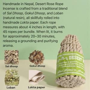 Handmade In Nepal Desert Rose Rope Incense Set Of 3 Natural Sal & Gokul Dhoop Fragrance Burning Gently With Lokta <b>Paper</b> Wick - Product Image 2