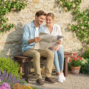 Panca da Giardino in Legno Carbonizzato da Esterno da 90 cm, 2 Posti con Ripiano Contenitore, Panche da Patio - Product Image 2