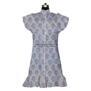 Elegant Cotton Floral Printed Top Hand Block Printed Stylish Formal Party <b>Outfit</b> For Women India & Pakistan Clothing - Product Image 6