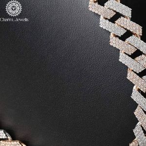 สร้อยคอผู้ชาย Charm Jewells ประดับโมอิสซาไนต์ เงินแท้ 925 ชุบทอง 14K พร้อมสายเชื่อมแบบโซ่ รับรองโดย IGI สไตล์ฮิปฮอป ทรงบริลเลียนต์คัท หรูหรา - Product Image 6