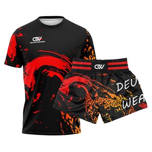 Conjunto de Pantalones Cortos de Muay Thai y MMA Sublimados con Logotipo Personalizado, MOQ Bajo, Duraderos, Elásticos, de Spandex/Poliéster, Ropa de Entrenamiento OEM - Product Image 1