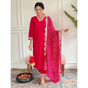 Nouvelle collection en vente en ligne, Kurtis brodés Chanderi pour femmes, robe légère de haute qualité, doublure en coton, Salwar pour soirée - Product Image 1