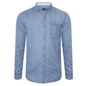 Camisas de Mezclilla de Moda para Hombre, Estilo Casual de Primavera y Otoño, Manga Larga, Bolsillo en el Pecho, Cuello Camisero - Product Image 4