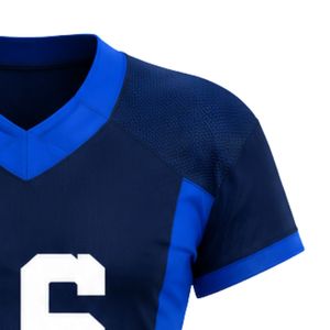 เสื้อฟุตบอลอเมริกันแขนสั้นสีน้ำเงินกรมท่าสีขาว ชุดกีฬาที่สวมใส่สบายสำหรับการฝึกซ้อม วันแข่งขัน ชุดทีม - Product Image 6